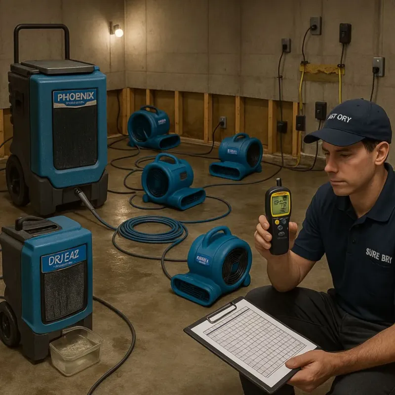Structural Drying and Dehumidification process in Crystal Lake, CT